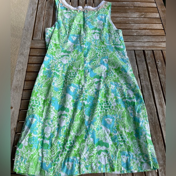 Lilly Pulitzer Janice Its A Zoo Limeade Dress Sz 8 Gold Embroidery Panda Lion - Picture 9 of 10